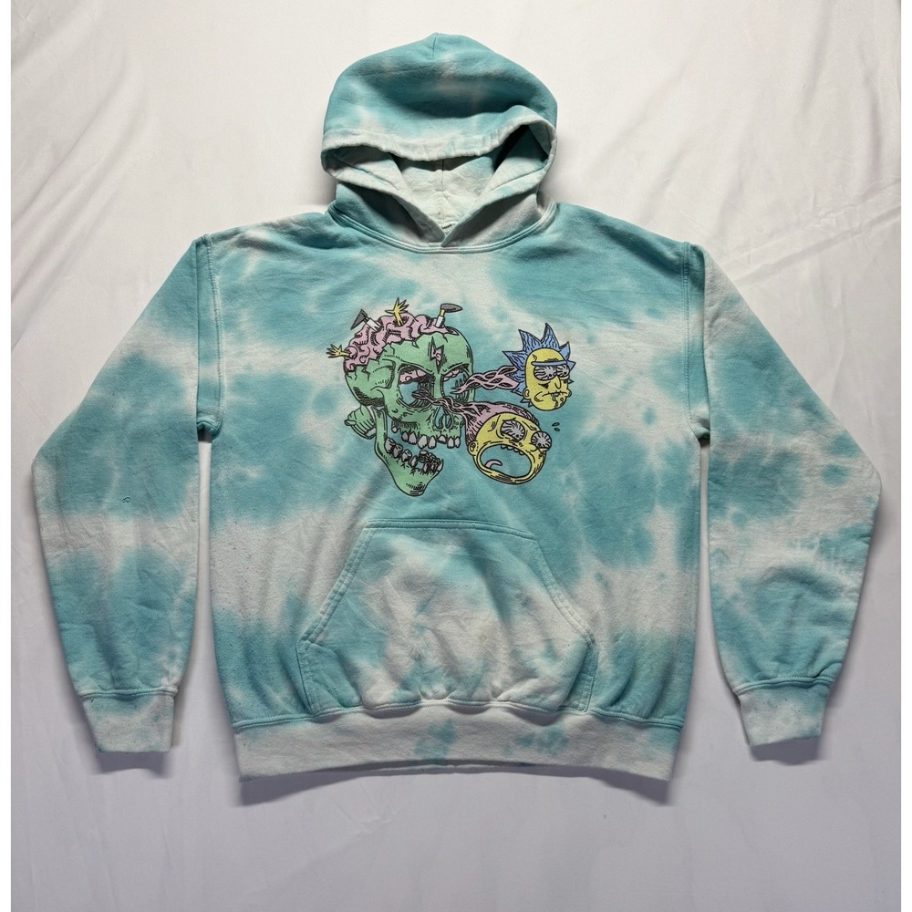 Rick and Morty Colorful Graphic Print Unisex Hoodie M Adult Swim Cartoon Tie Dye